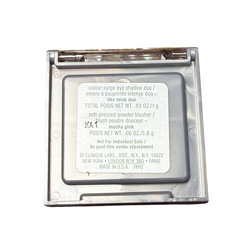 Clinique Colour Surge Eye Shadow Duo Like Mink & Mocha Pink Blush Palette Travel - Picture 2 of 2